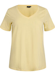 Kort&auml;rmad t-shirt med v-hals, Gul