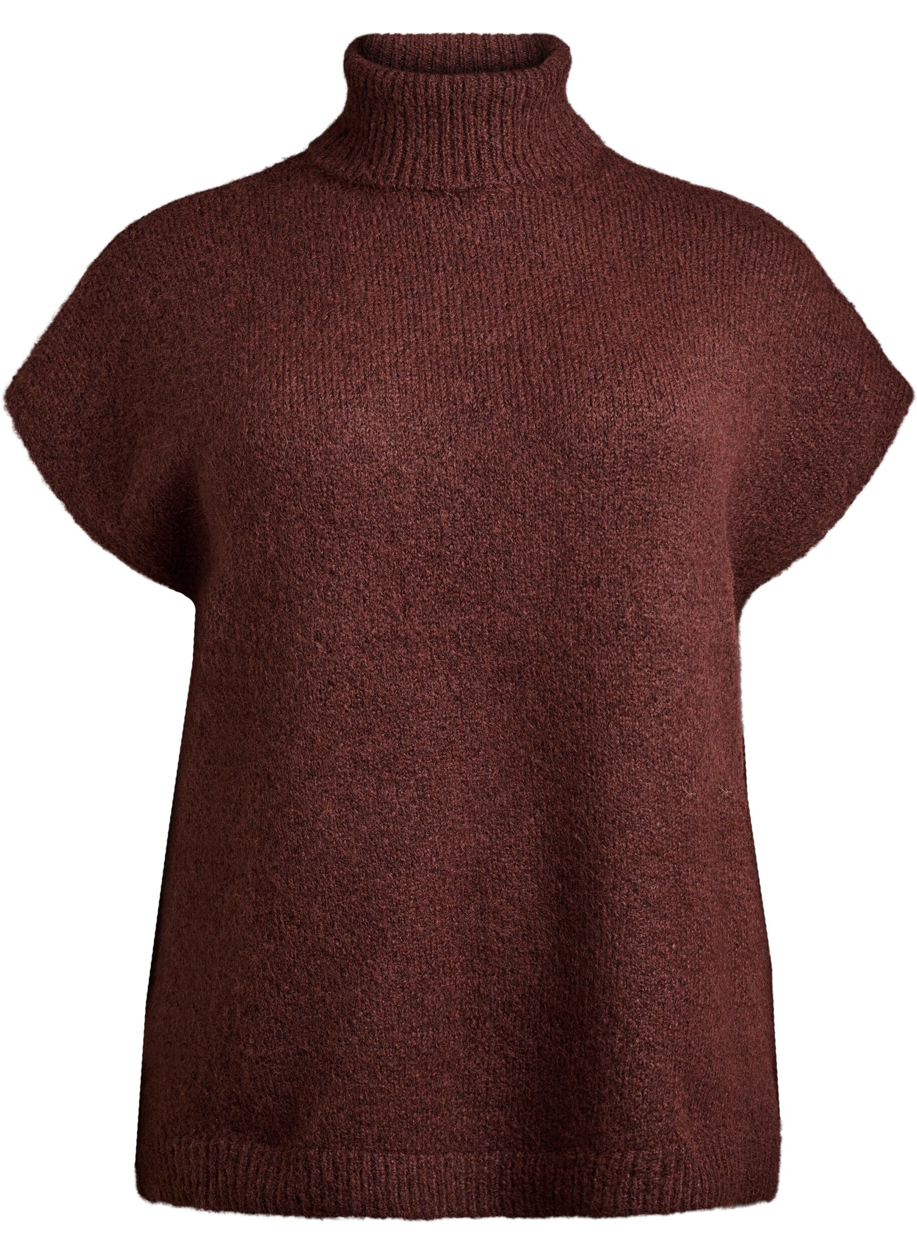 &Auml;rml&ouml;s stickad v&auml;st med polokrage