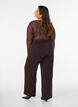 Blus i mesh med tryck, Brun, Model image number 2