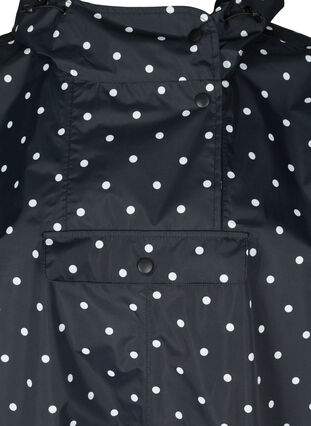 Regnponcho med huva och mönster, Black w/ white dots, Packshot image number 2