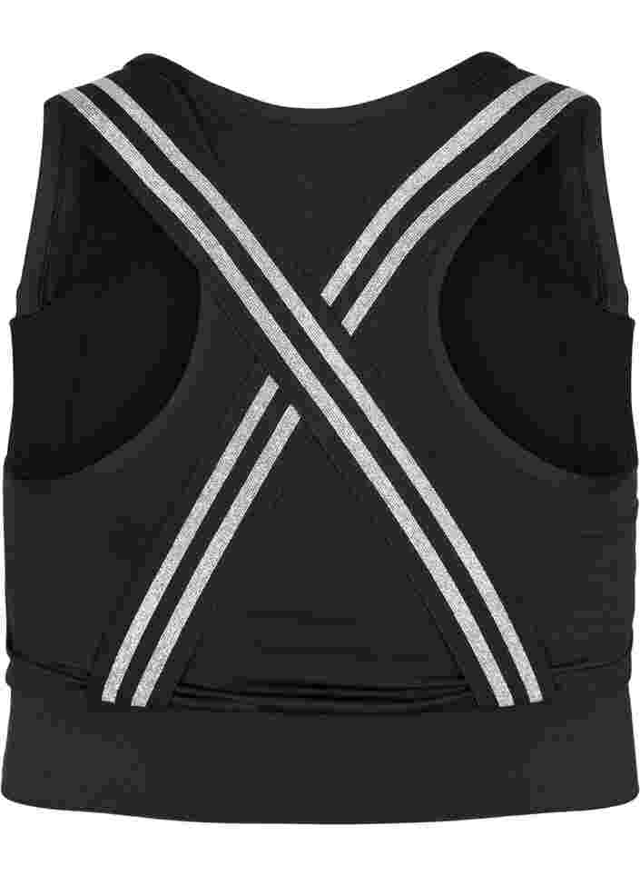 Sport-bh med glitter och korsad rygg, Black w. SilverLurex, Packshot image number 1
