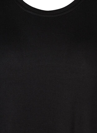 Enfärgad klänning med långa ärmar och slits, Black, Packshot image number 2
