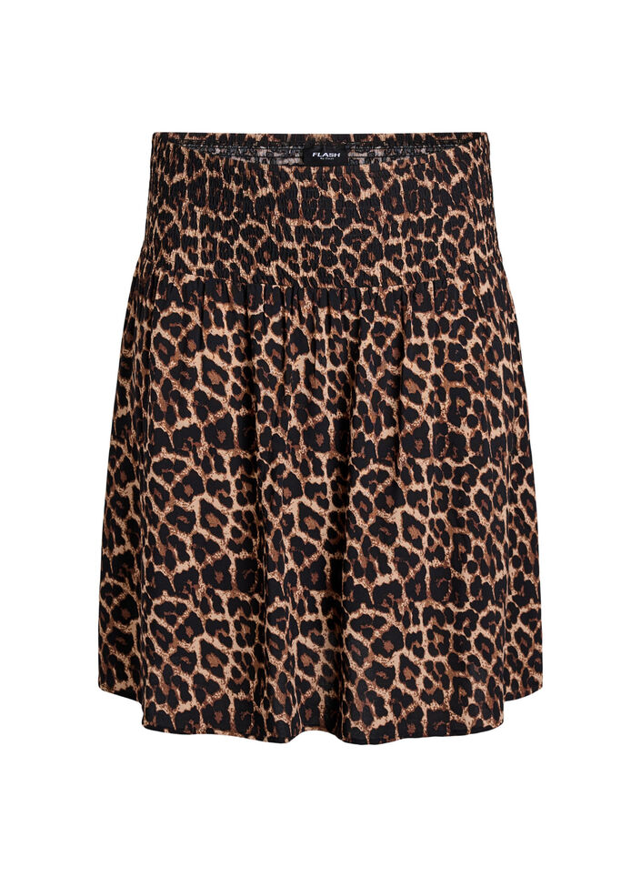 Kort kjol med smock i midjan, Brun, Packshot image number 0