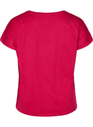 Kortärmad bomulls t-shirt med print , Cerise w. Trouble , Packshot image number 1