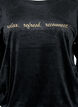Blus i velour med broderad text, Black, Packshot image number 2