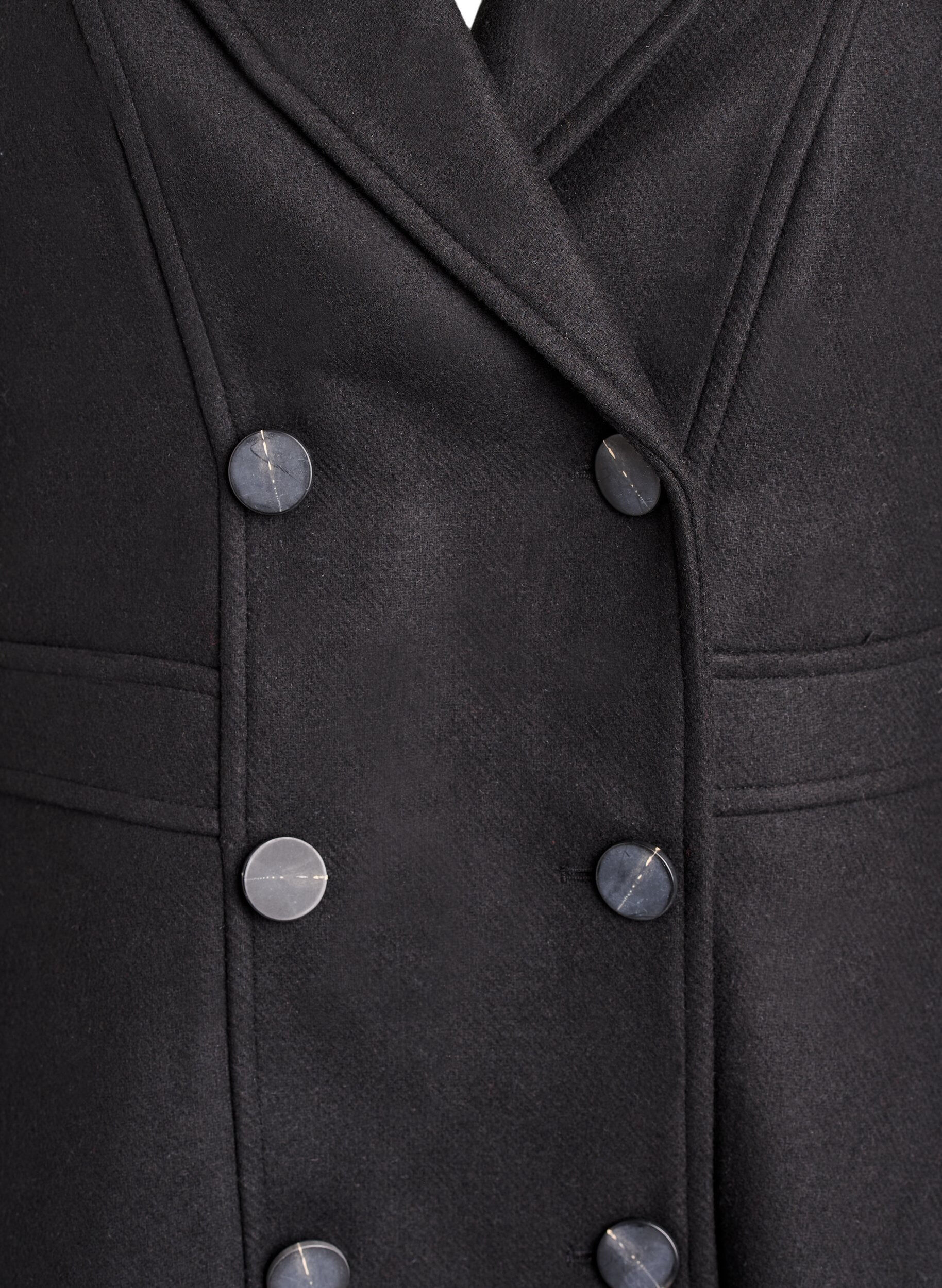 ZizziA-linjeformad ullrock med fickor, Svart, Packshot image number 2
