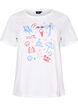T-shirt i ekologisk bomull med strandtryck, Vit, Packshot image number 0