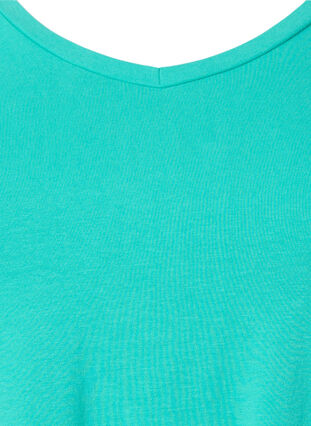 Enfärgad t-shirt i bomull, Aqua Green, Packshot image number 2