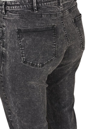 Cropped mom jeans med hög midja, Black acid washed, Packshot image number 3