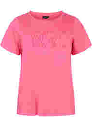 T-shirt i bomull med tryck och korta ärmar, Hot Pink Create