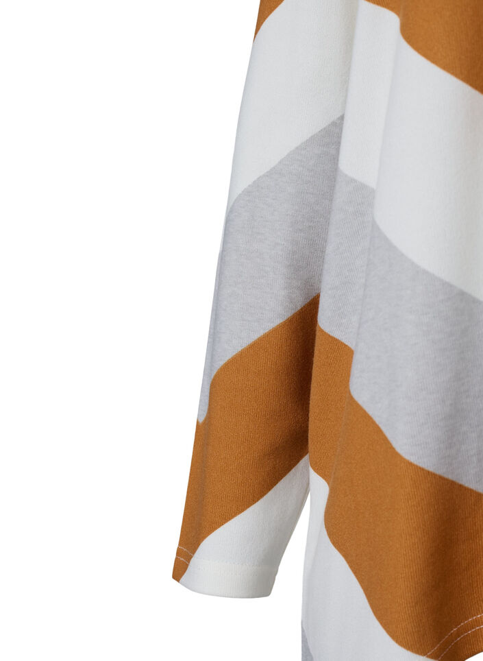 Mönstrad blus med lång ärm, Beige Zig Zag, Packshot image number 3