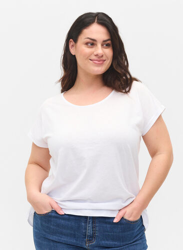 T-shirt i bomullsmix, Bright White, Model image number 0