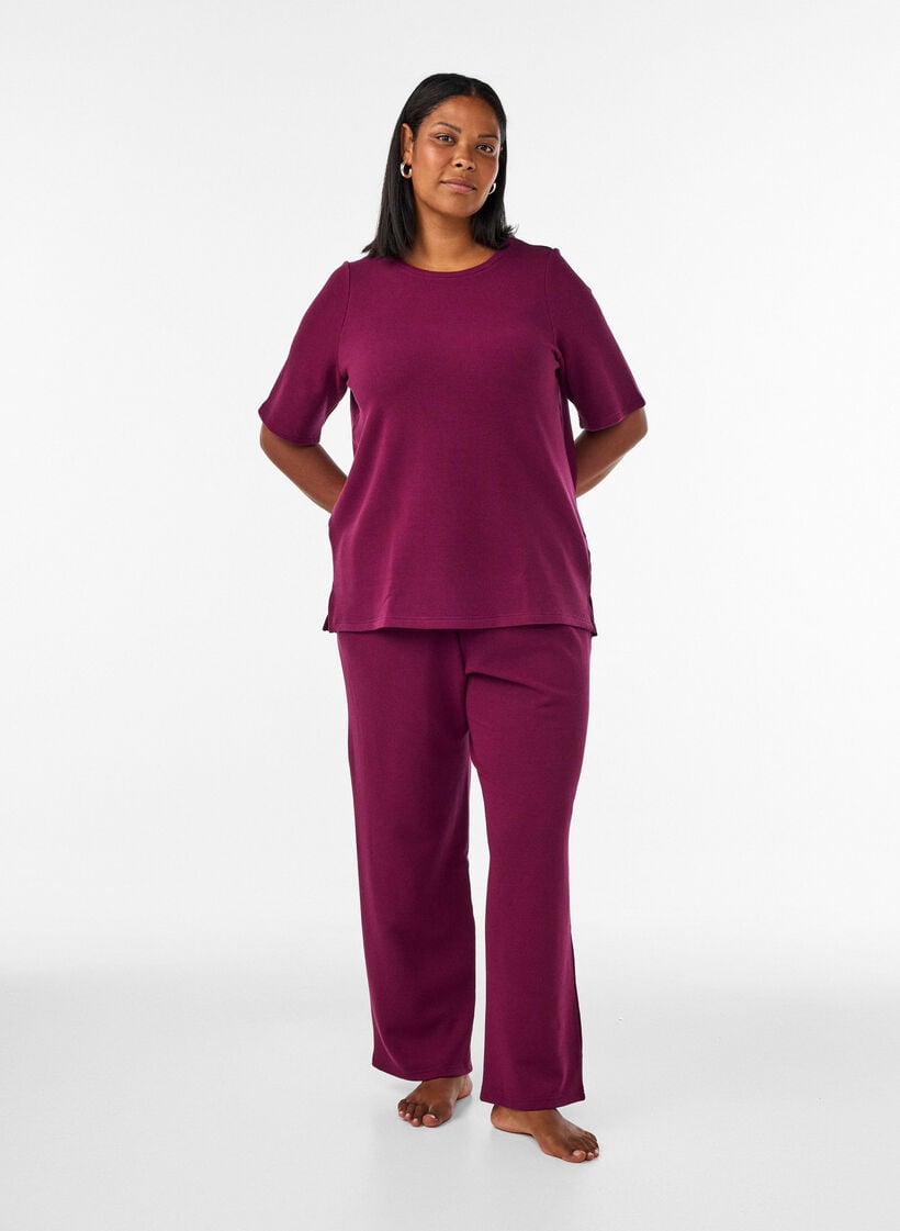 Strukturerad blus med armb&aring;gsl&aring;nga &auml;rmar, R&ouml;d, Model image number 1