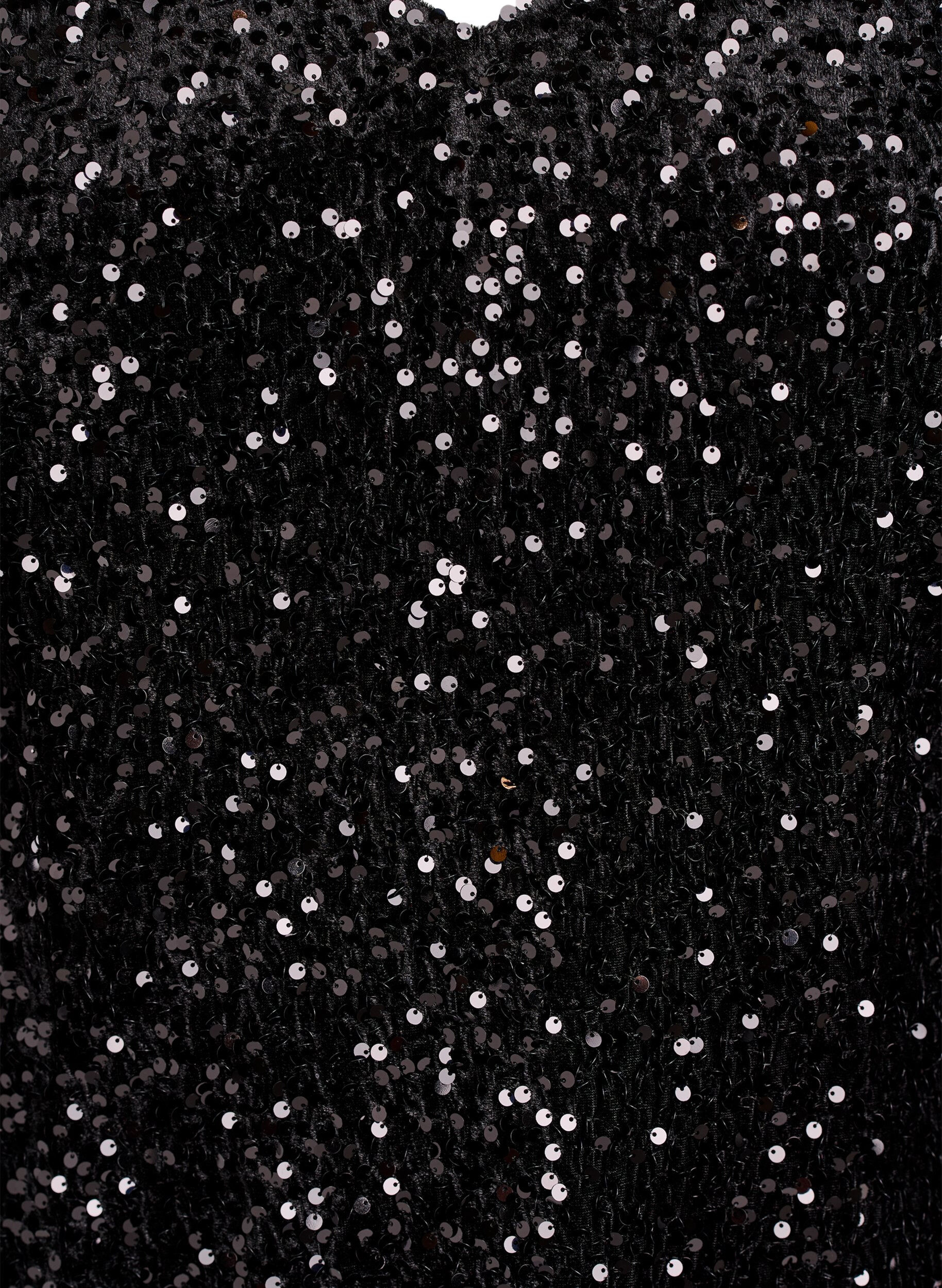 Zizzi Kort a-linjeformad kl&auml;nning i paljett, Svart, Packshot image number 2