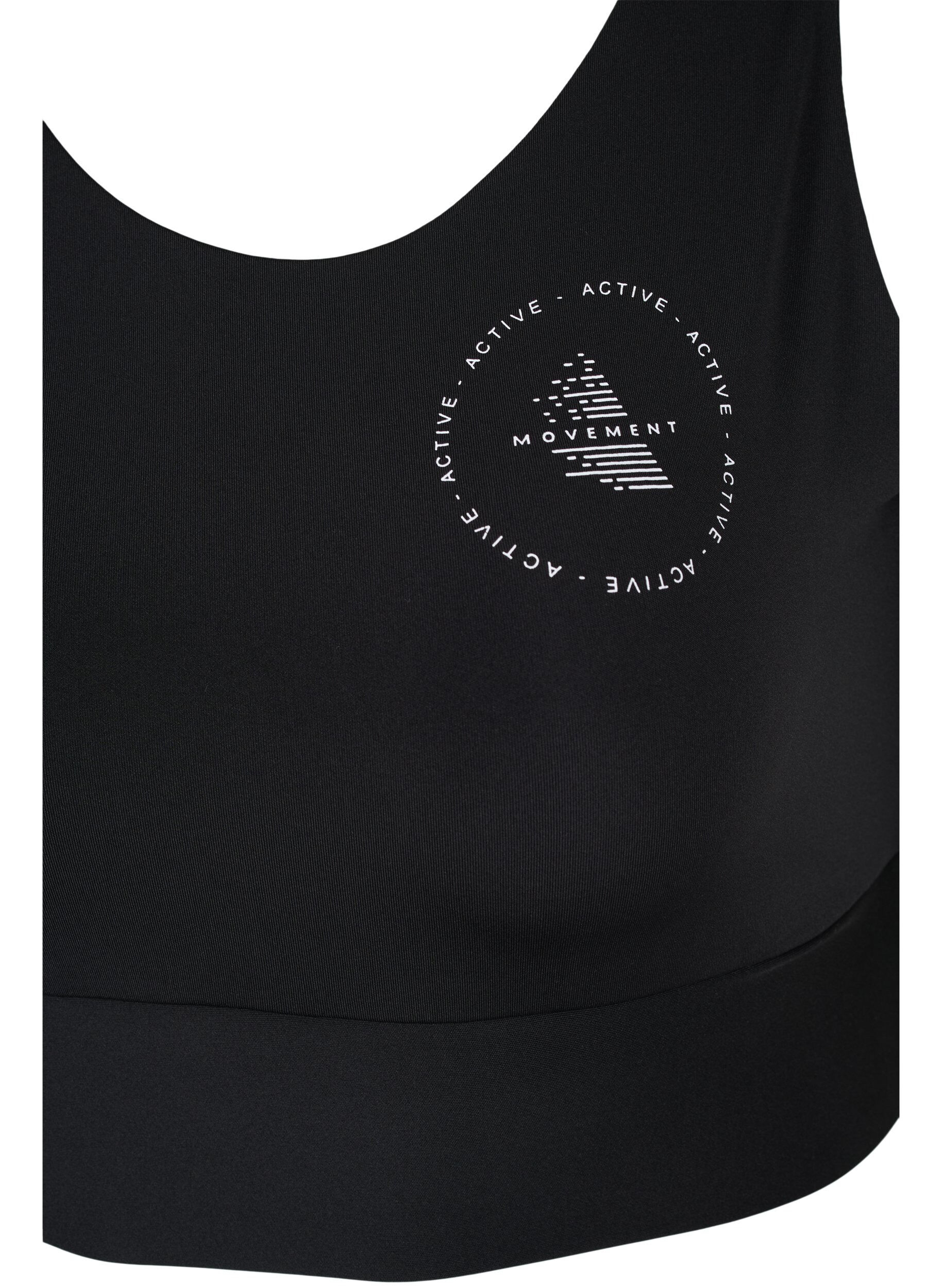 Zizzi CORE, MID SUPPORT SPORTS BRA - Sport-bh med v-rygg, Black, Packshot image number 2
