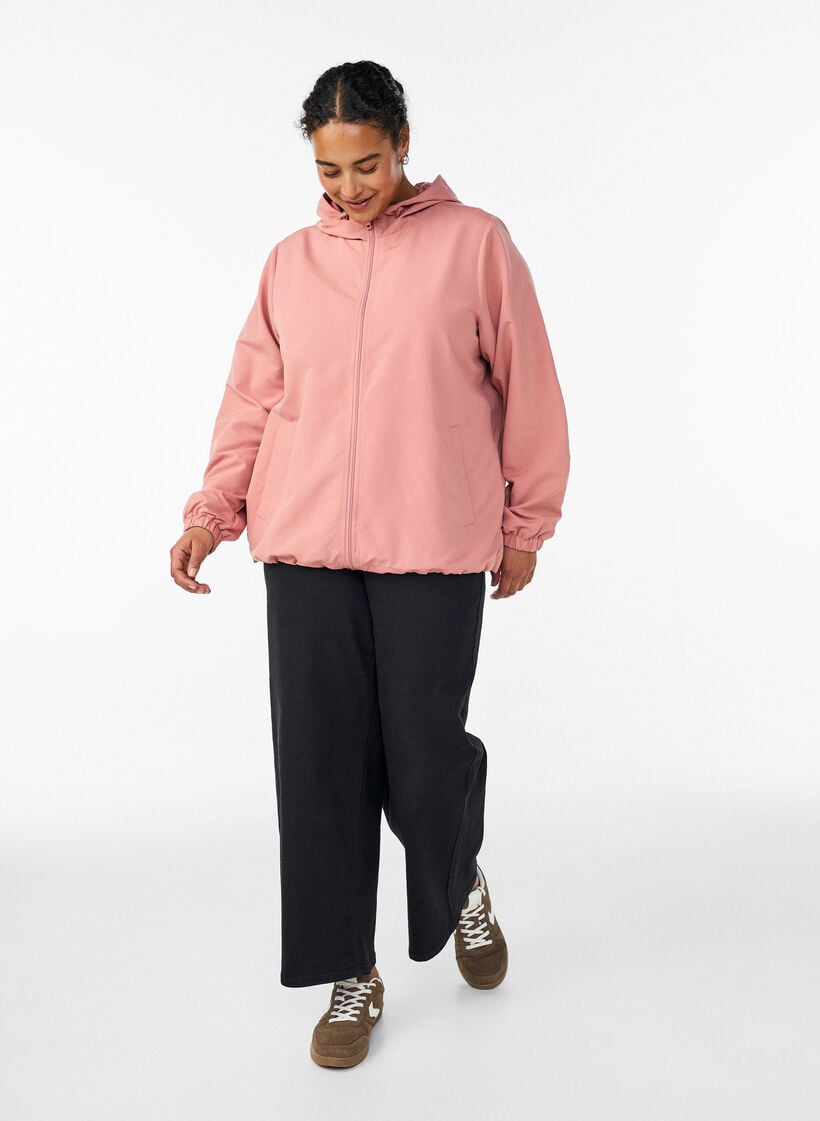 L&auml;tt jacka med huva och dragkedja, Rosa, Model image number 1