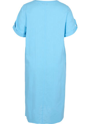 Lång skjortklänning med korta ärmar, Alaskan Blue, Packshot image number 1