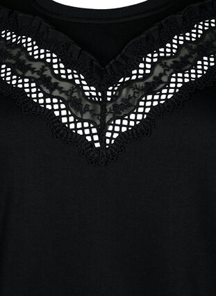 Sweatshirt med volang och virkad detalj, Black, Packshot image number 2
