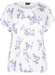 T-shirt med blommigt tryck, Lila