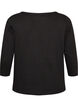 Bas-T-shirt med b&aring;tringning och 3/4-&auml;rmar, Svart, Packshot image number 1