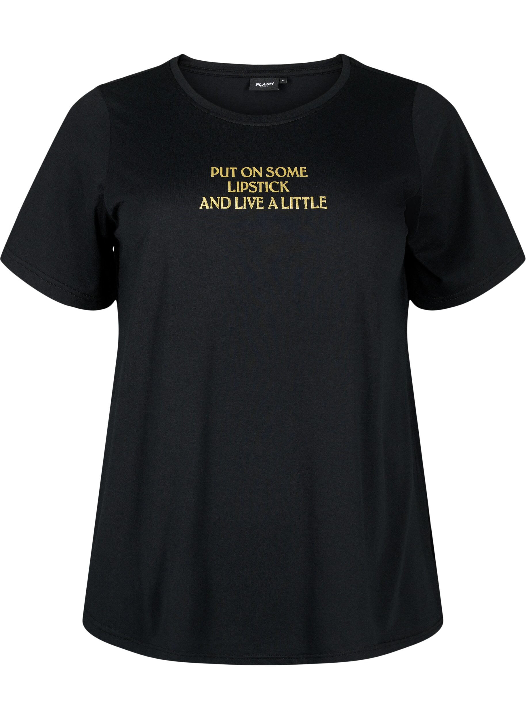 Zizzi T-shirt fr&aring;n FLASH med tryck, Black Lips, Packshot image number 0
