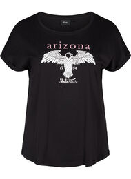 Kortärmad bomulls t-shirt med print , Black w. Arizona 