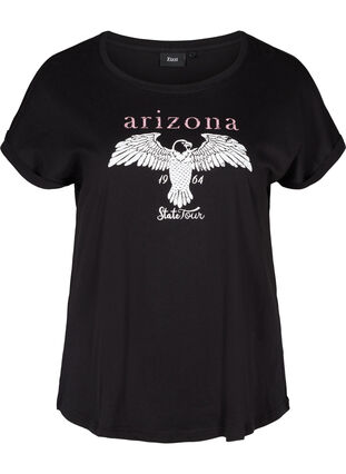 Kortärmad bomulls t-shirt med print , Black w. Arizona , Packshot image number 0