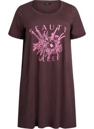 Kort&auml;rmat nattlinne i ekologisk bomull, Brun