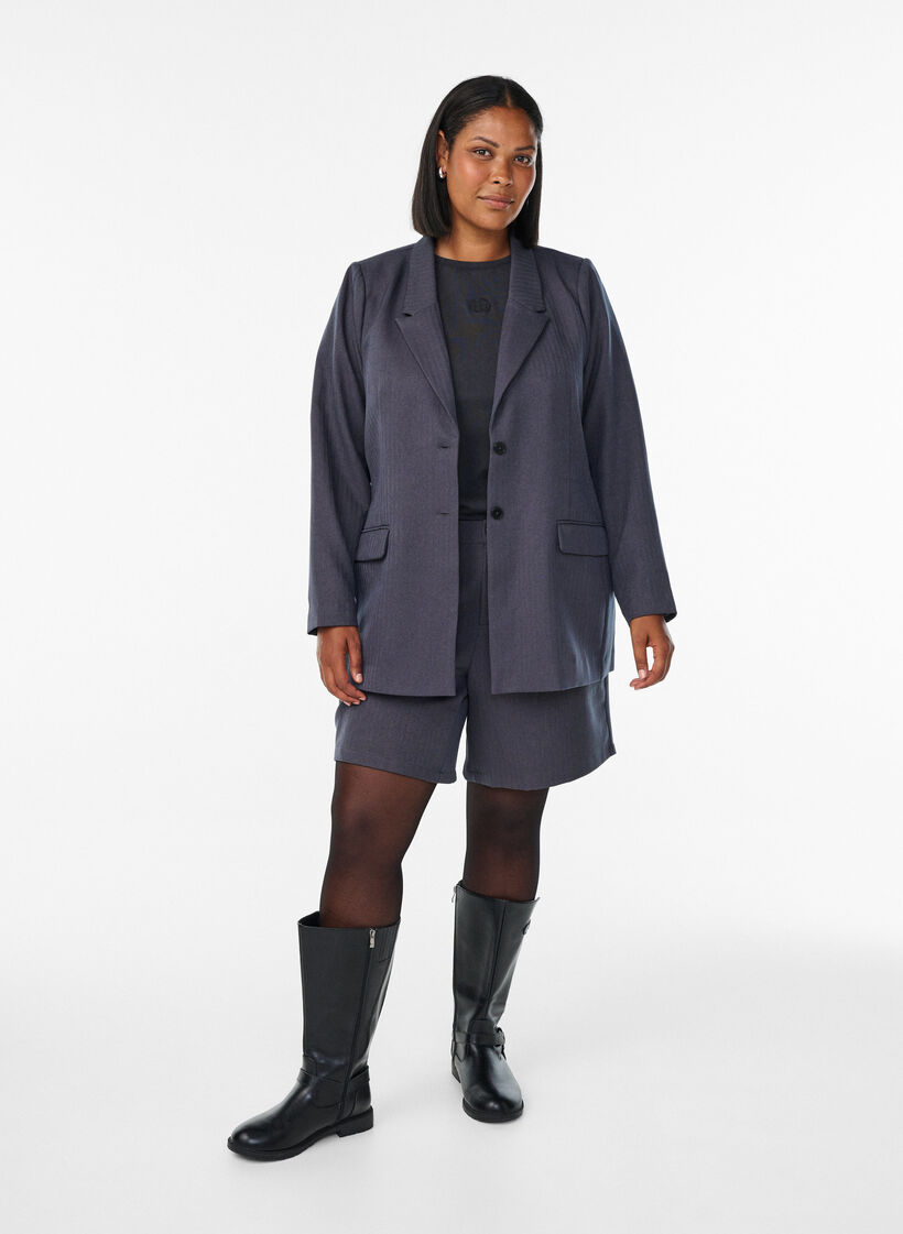 Klassisk blazer med fickor, Gr&aring;, Model image number 1