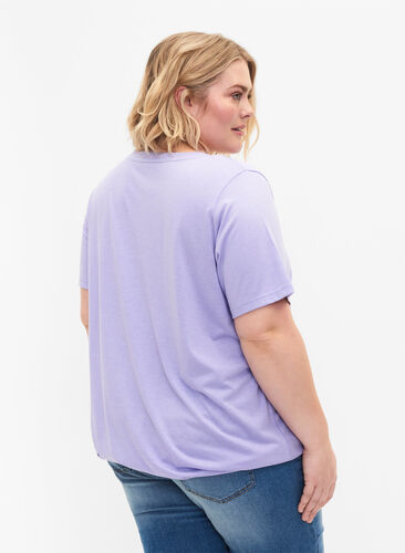 Melerad t-shirt med resårkant, Lavender Mél, Model image number 1