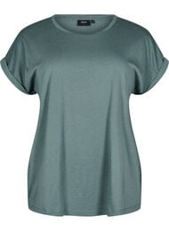 Kort&auml;rmad t-shirt i bomullsblandning, Gr&ouml;n
