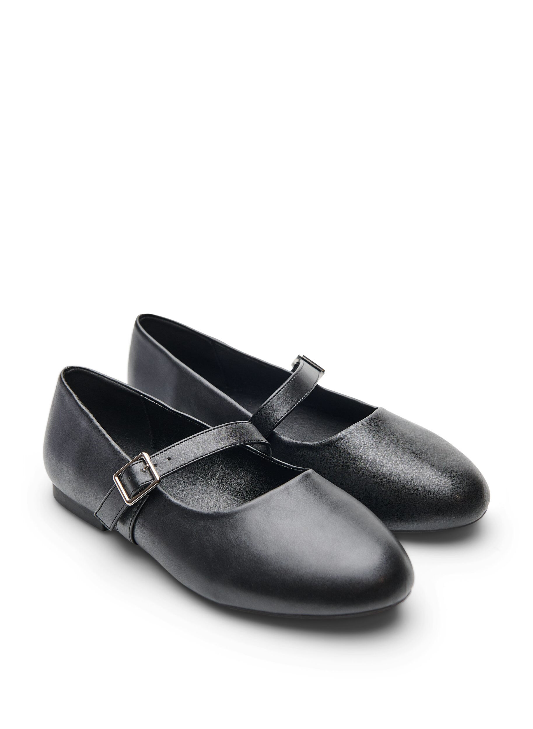 ZizziBallerina i l&auml;derimitation med rem, Svart, Packshot image number 1