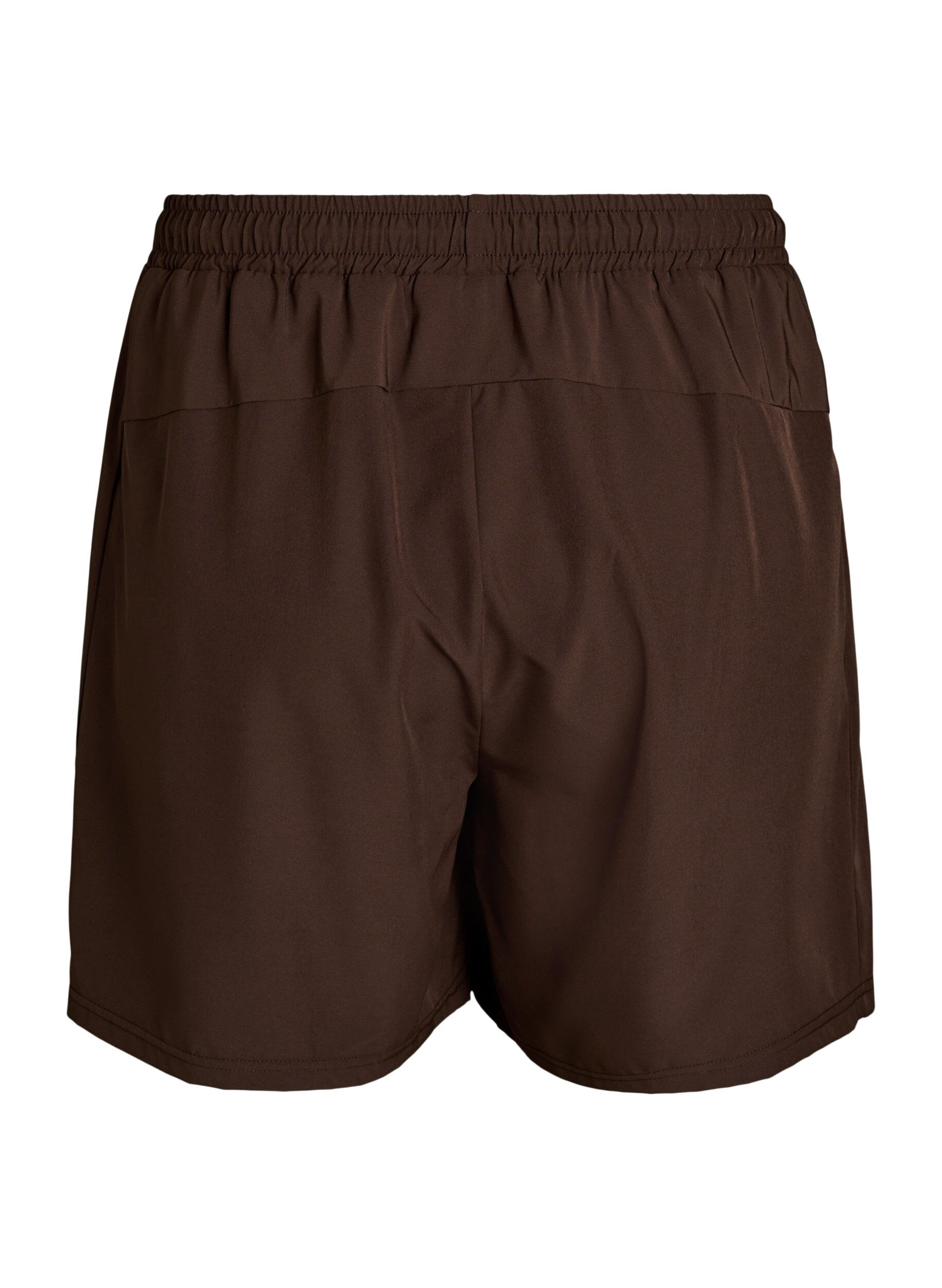 Zizzi Tr&auml;ningsshorts med innershorts och en mobilficka, Brun, Packshot image number 1