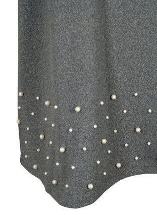 Topp med pärlor och 3/4-ärmar, Dark Grey Melange, Packshot image number 3