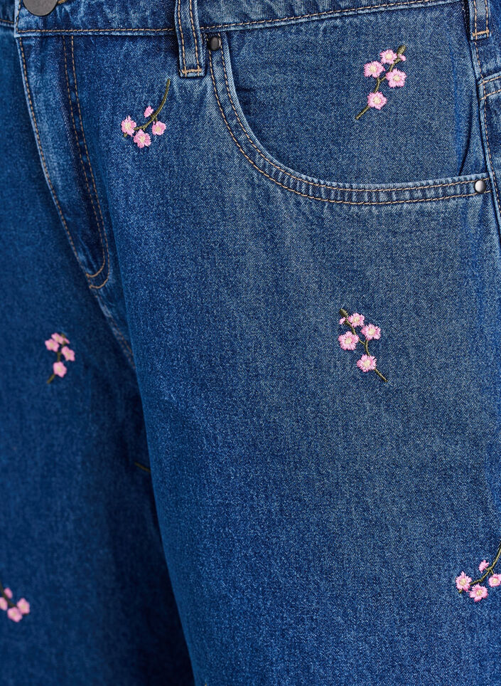 Jeansshorts med broderade blommor, Bl&aring;, Packshot image number 2