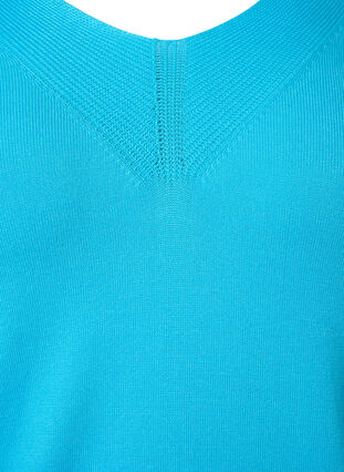 V-ringad stickad tröja med viskos, River Blue, Packshot image number 2