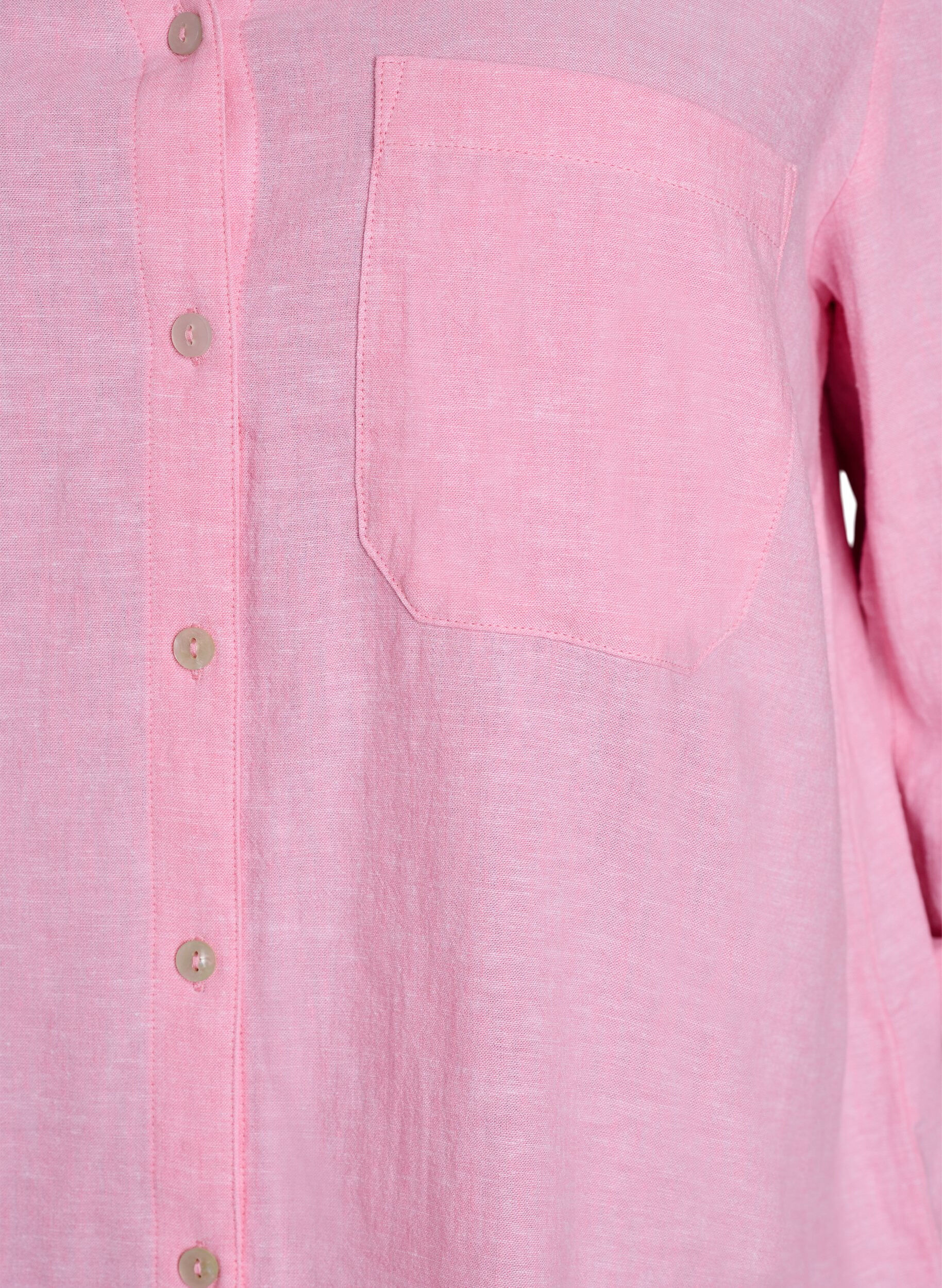 ZizziSkjorta i linne och viskos med 3/4-&auml;rmar, Rosa, Packshot image number 2