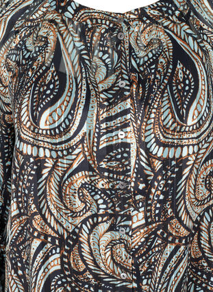 Lång skjorta med paisleymönster och lurex, Black Paisley, Packshot image number 2
