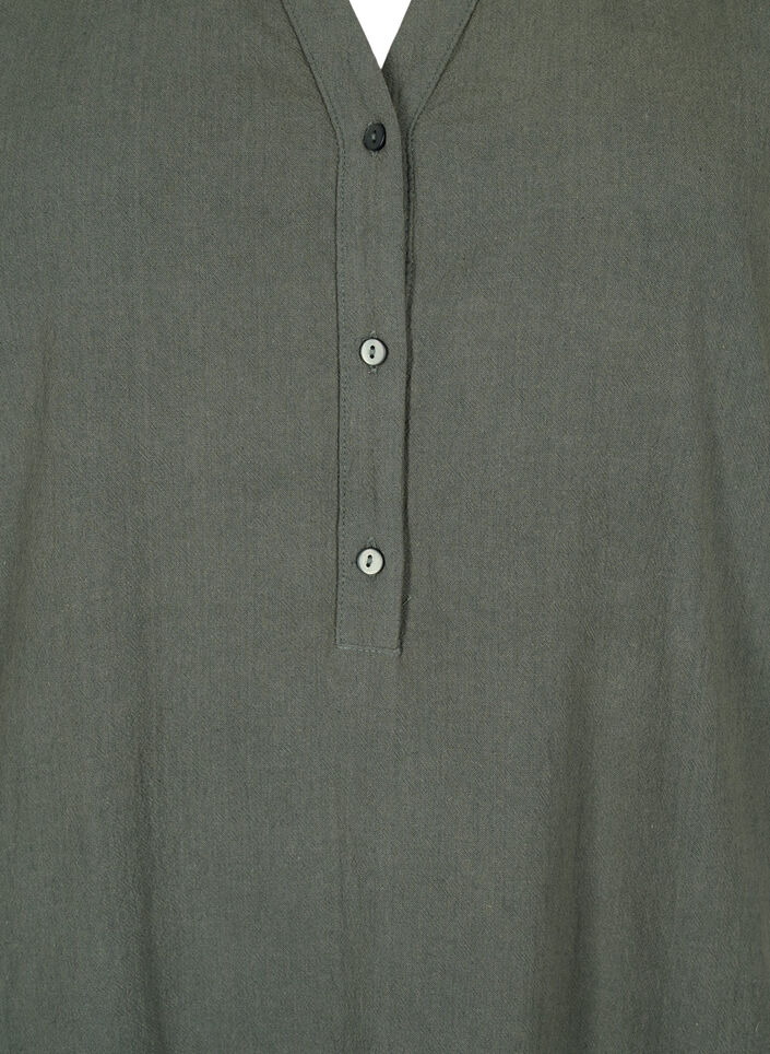 FLASH – Kortärmad midiklänning i bomull, Balsam Green, Packshot image number 2