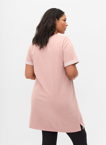 Sweatshirtklänning med korta ärmar och lös passform, Adobe Rose, Model image number 1