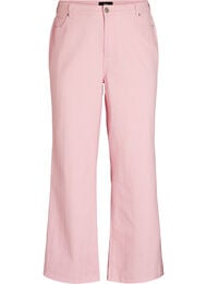 Myra jeans i f&auml;rgad denim med bred passform och texturerat m&ouml;nster, Rosa