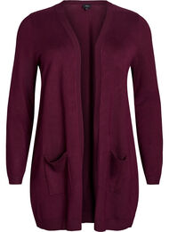 L&aring;ng stickad kofta i viskosblandning, R&ouml;d