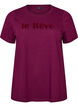 T-shirt i ekologisk bomull med velourtext, Lila, Packshot image number 0