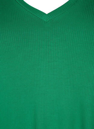 T-shirt i ribbad viskos med v-ringning, Jolly Green, Packshot image number 2