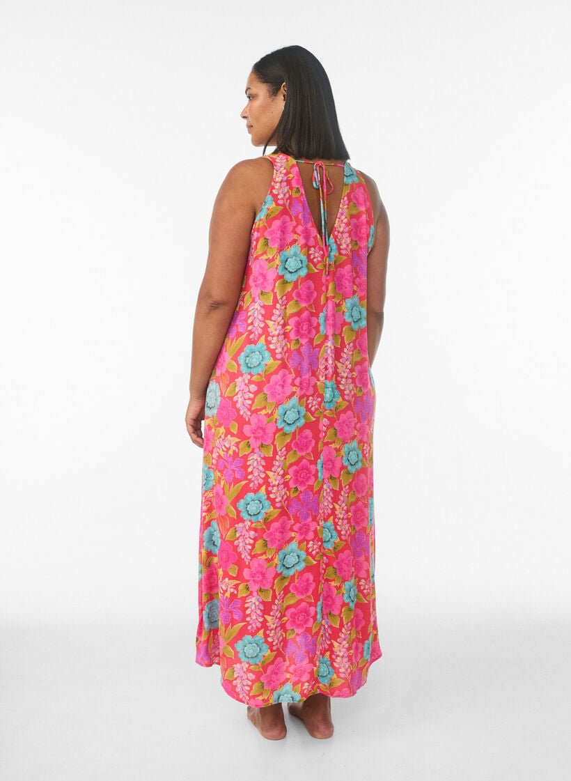 &Auml;rml&ouml;s a-linjeformad maxikl&auml;nning med v-ringning, R&ouml;d, Model image number 1