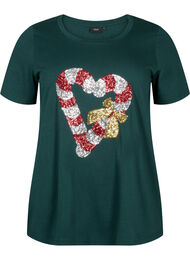 T-shirt med jultryck och paljetter, Scarab W. Stock