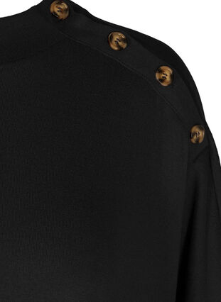 Enfärgad poncho med knappar, Black, Packshot image number 3