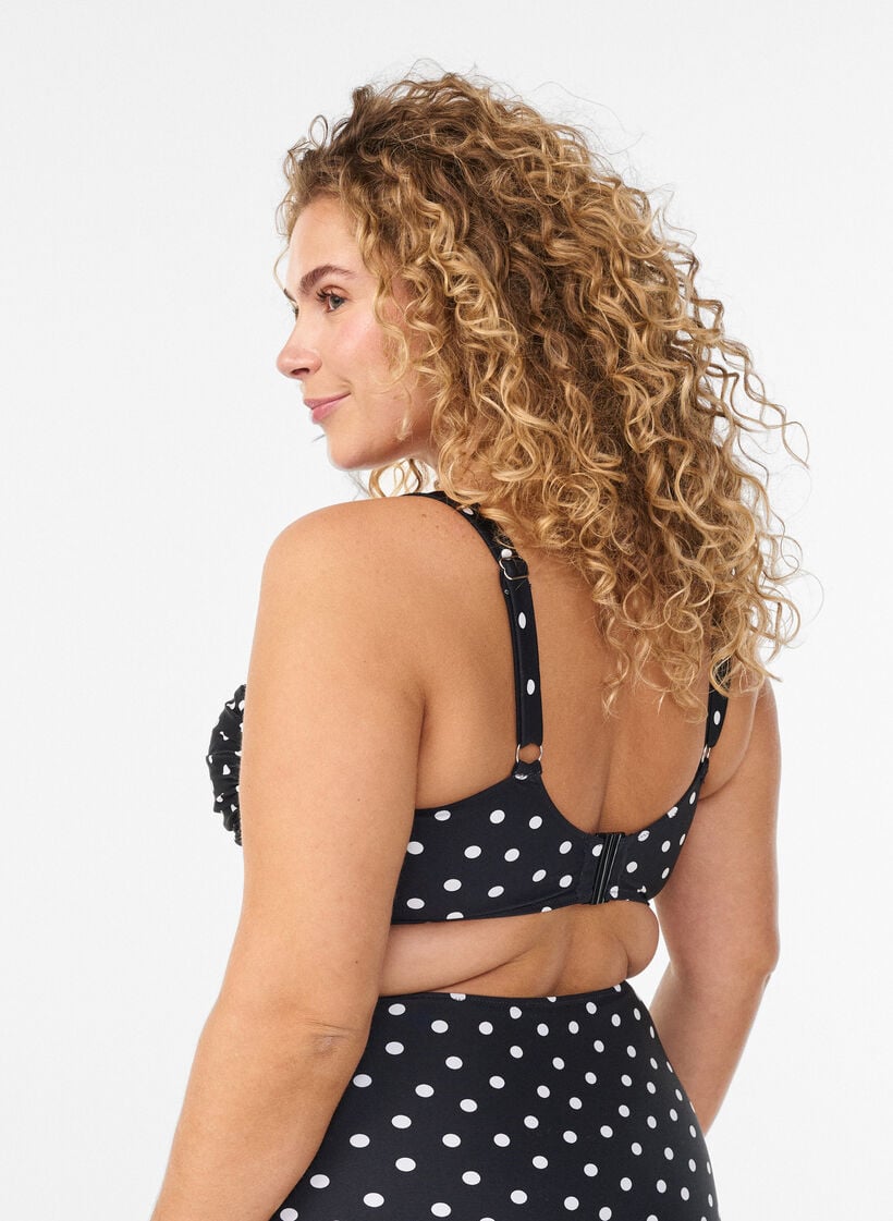 Vadderad bikinitopp med tryck, Svart, Model image number 1