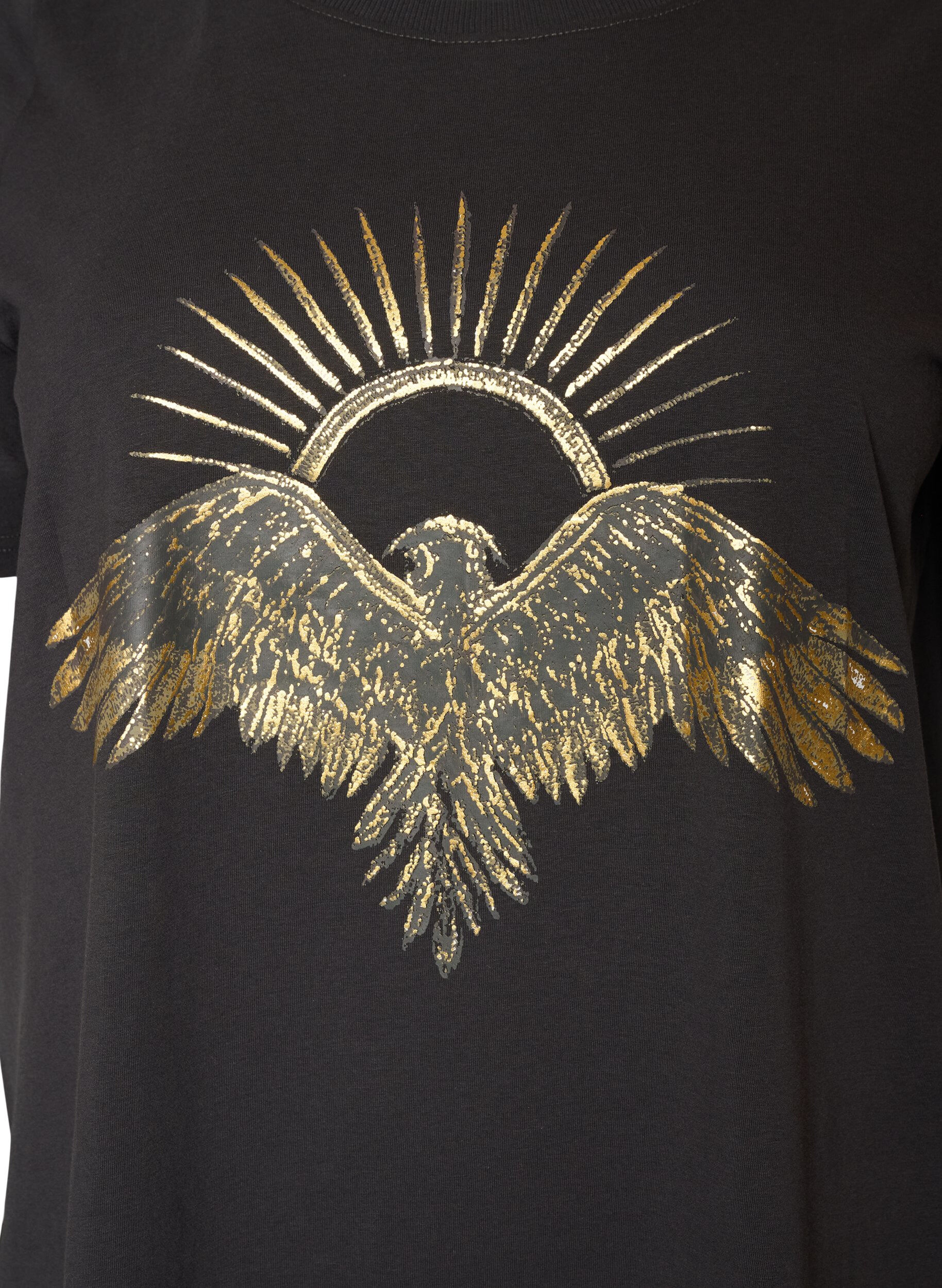 ZizziT-shirt i bomull med tryck framtill, Gr&aring;, Packshot image number 2