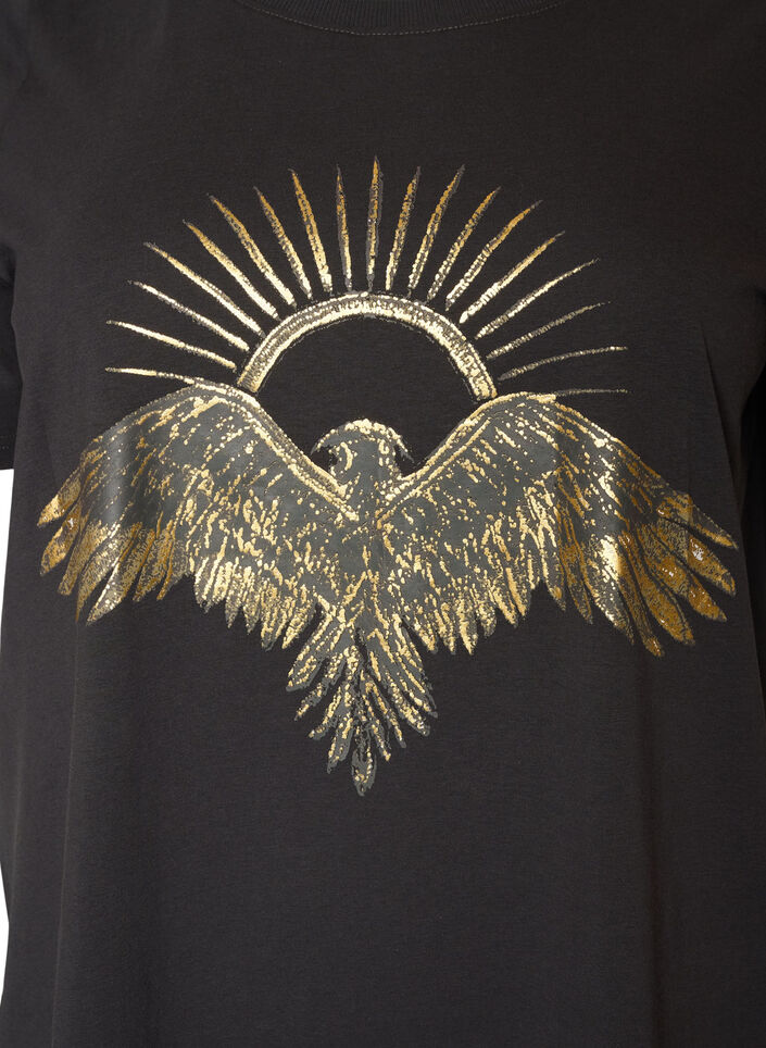 T-shirt i bomull med tryck framtill, Gr&aring;, Packshot image number 2